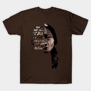 Sitting Bull Native American Half Face Design T-Shirt